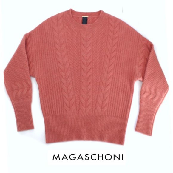 Magaschoni Sweaters - Magaschoni's Cashmere Sweater Crew neck Long Sleeve Pullover Mixed Knit Clay M